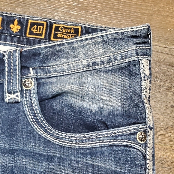 Rock Revival Cyrek Straight Leg Embellished Blue Jeans - Picture 5 of 13